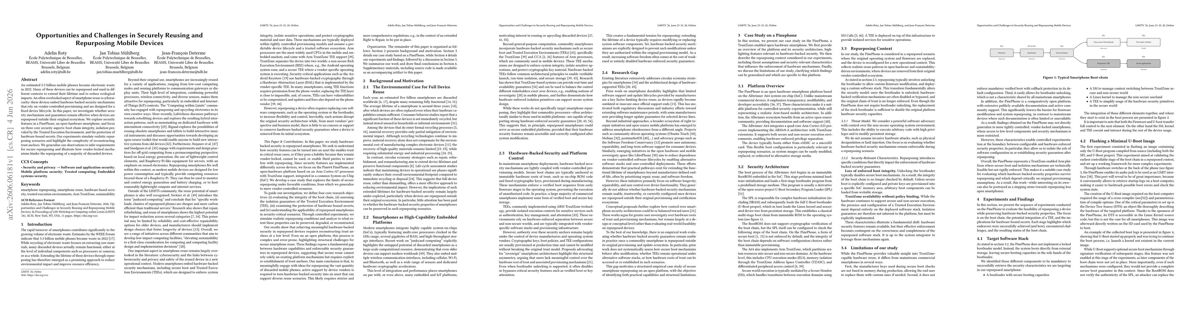 Thumbnail for Opportunities and Challenges in Securely Reusing and Repurposing Mobile Devices