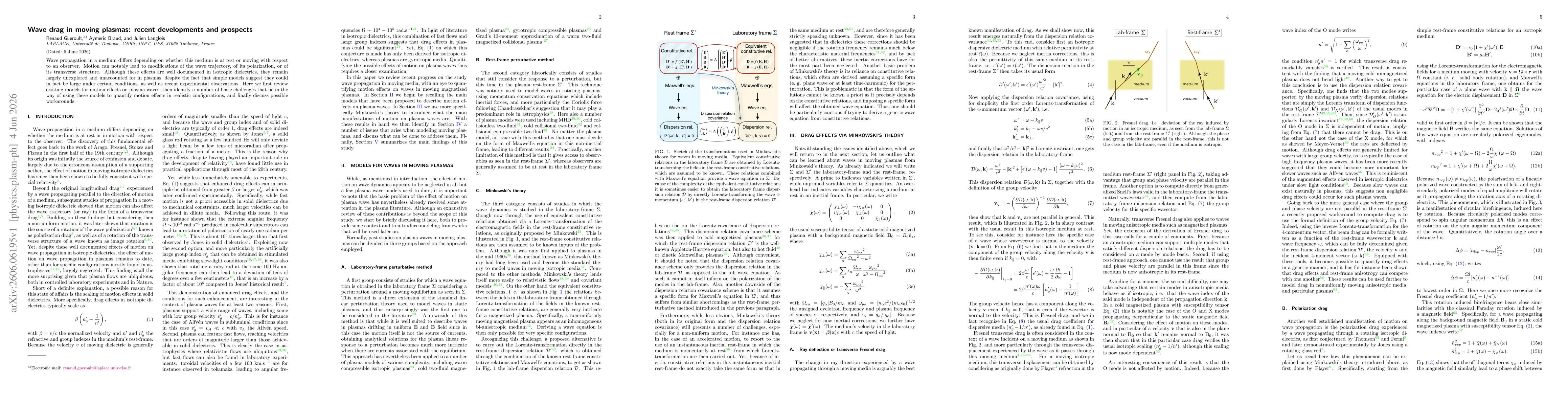 Thumbnail for Wave drag in moving plasmas: recent developments and prospects