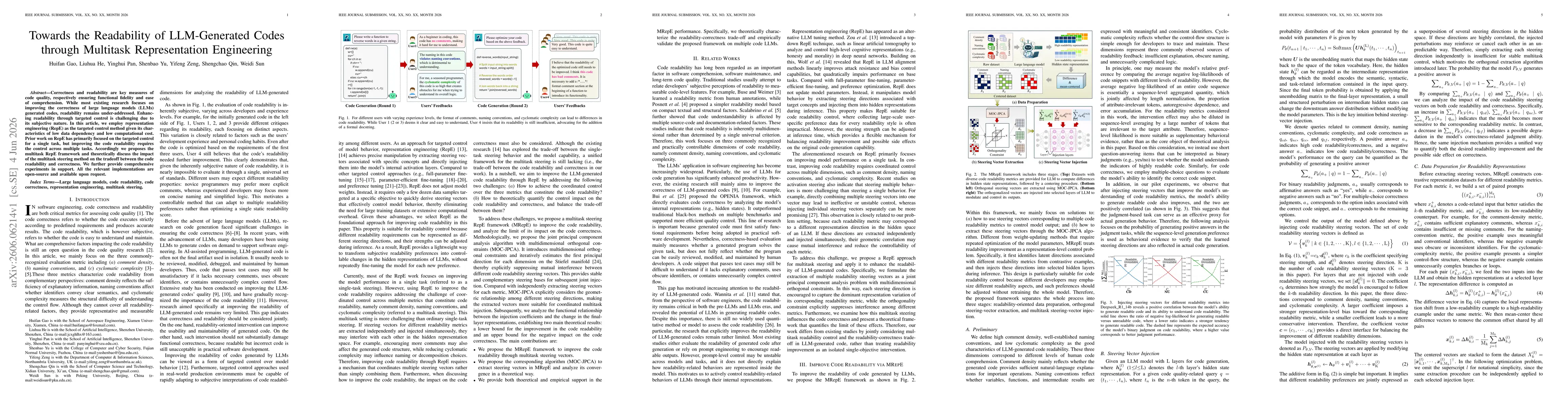 Thumbnail for Towards the Readability of LLM-Generated Codes through Multitask Representation Engineering