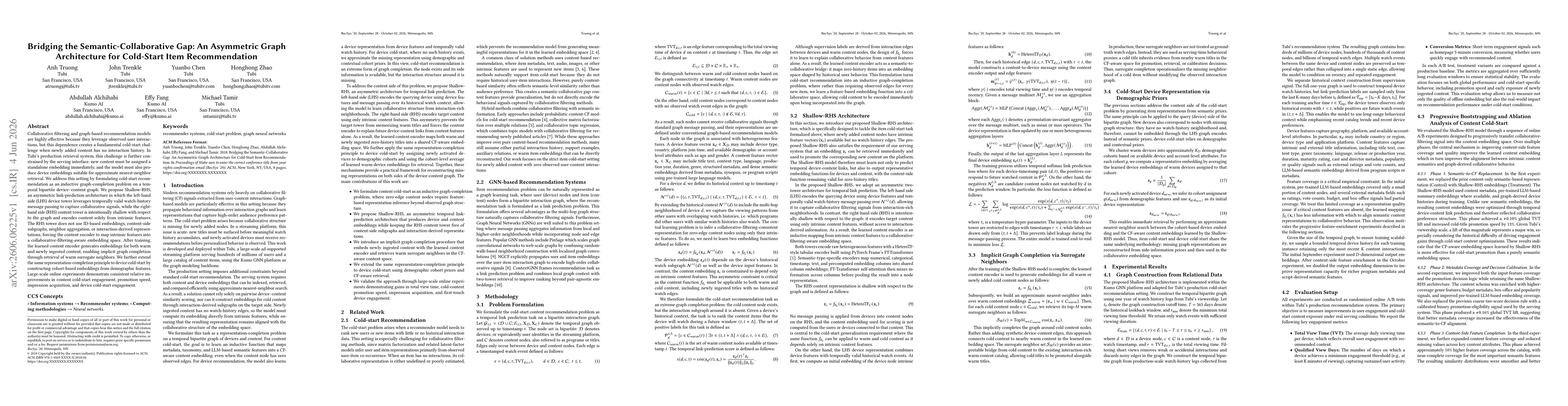 Thumbnail for Bridging the Semantic-Collaborative Gap: An Asymmetric Graph Architecture for Cold-Start Item Recommendation