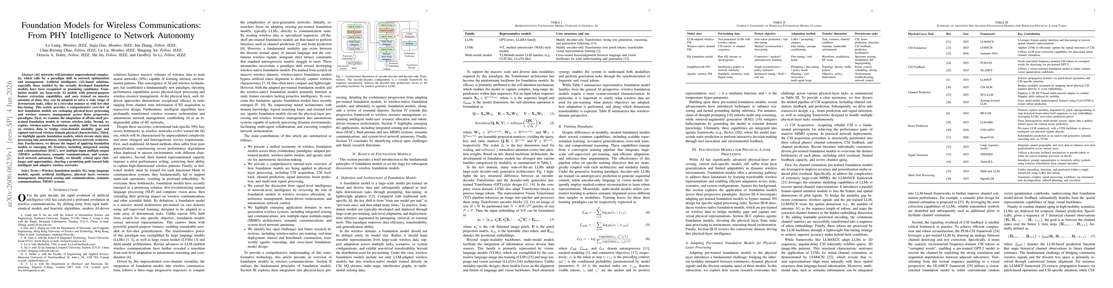 Thumbnail for Foundation Models for Wireless Communications: From PHY Intelligence to Network Autonomy
