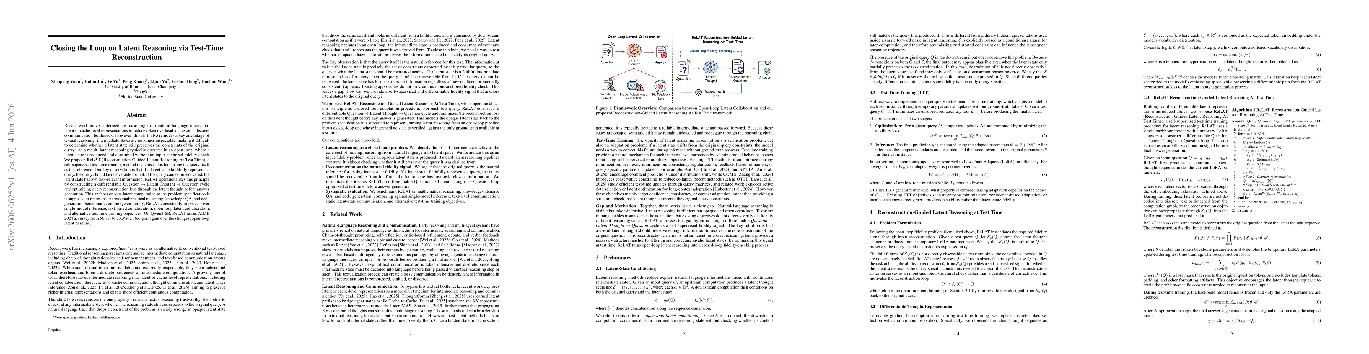 Thumbnail for Closing the Loop on Latent Reasoning via Test-Time Reconstruction