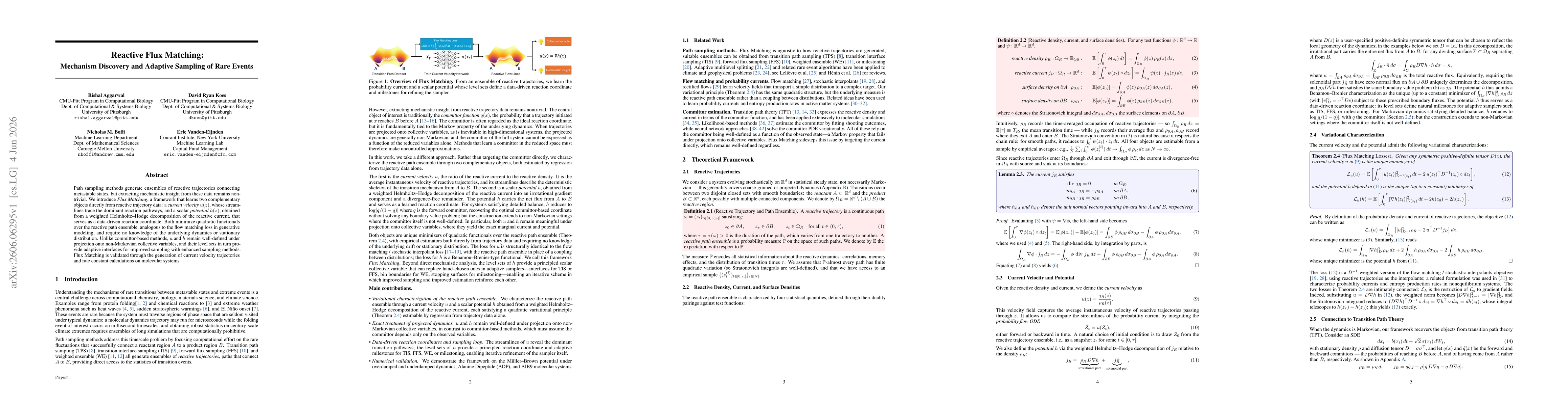 Thumbnail for Reactive Flux Matching: Mechanism Discovery and Adaptive Sampling of Rare Events