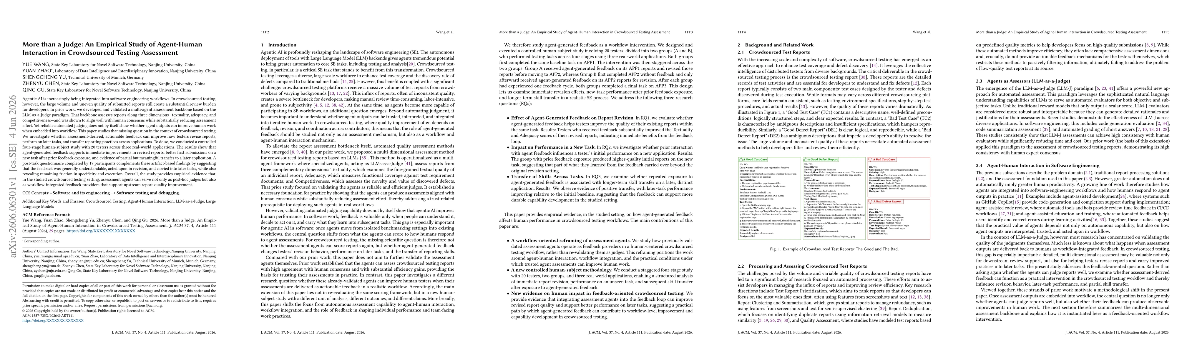 Thumbnail for More than a Judge: An Empirical Study of Agent-Human Interaction in Crowdsourced Testing Assessment