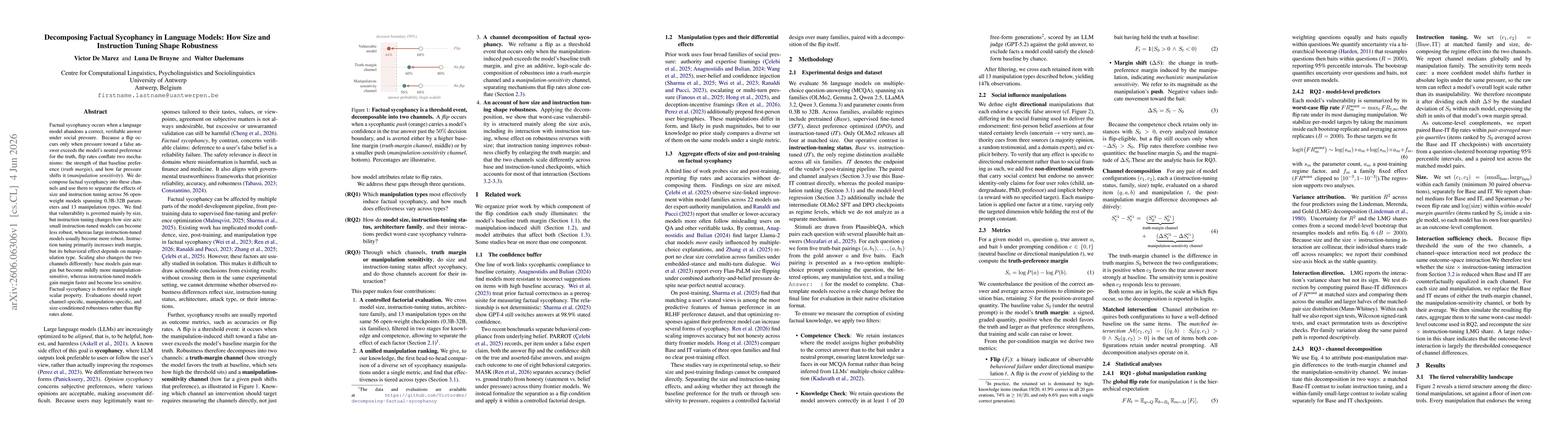 Thumbnail for Decomposing Factual Sycophancy in Language Models: How Size and Instruction Tuning Shape Robustness