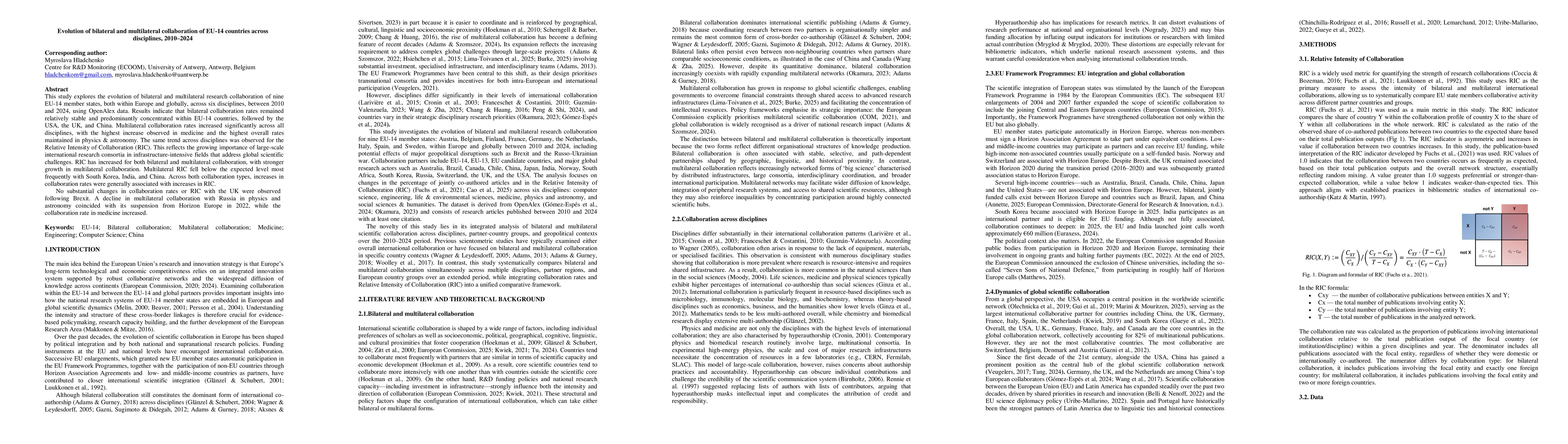 Thumbnail for Evolution of bilateral and multilateral collaboration of EU-14 countries across disciplines, 2010-2024