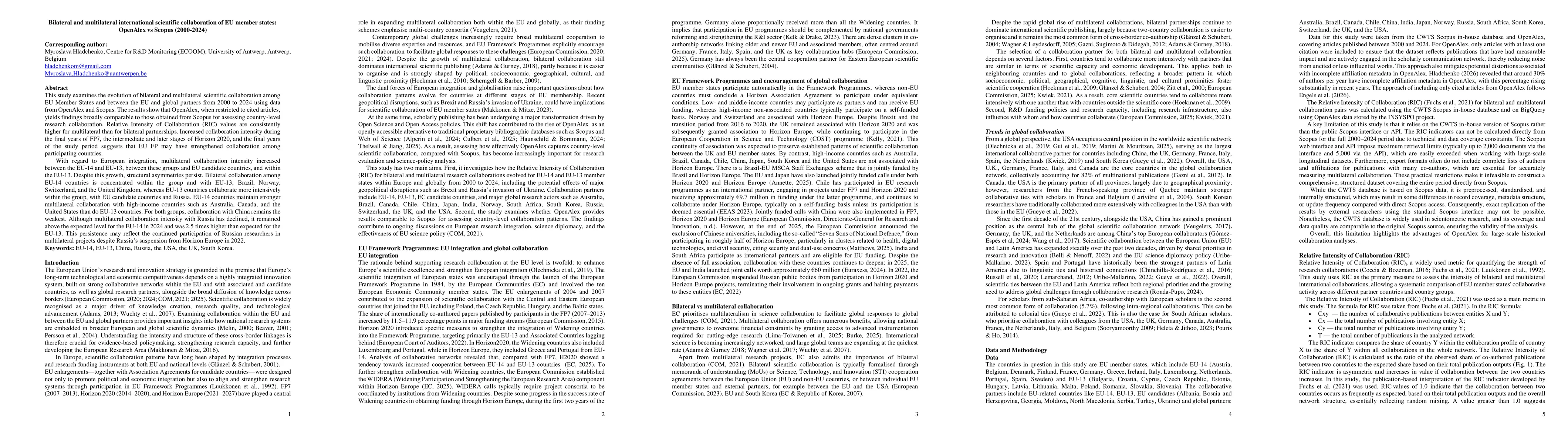 Thumbnail for Bilateral and multilateral international scientific collaboration of EU member states: OpenAlex vs Scopus (2000-2024)