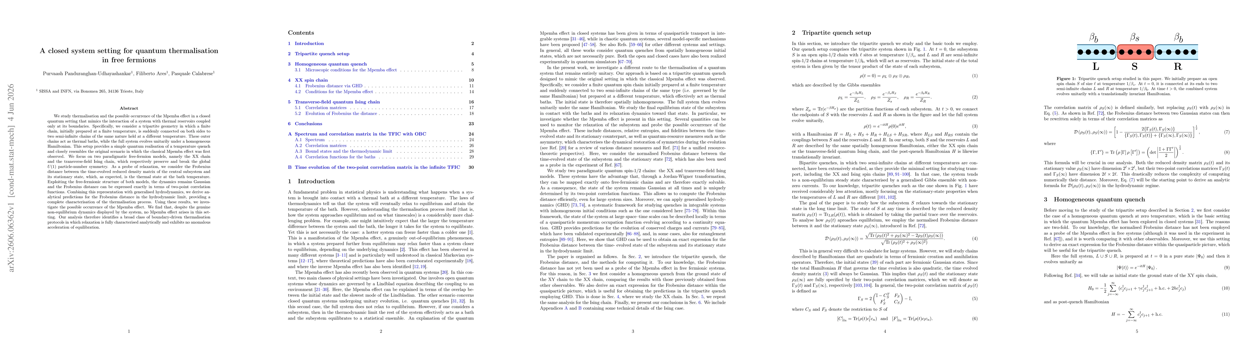 Thumbnail for A closed system setting for quantum thermalisation in free fermions