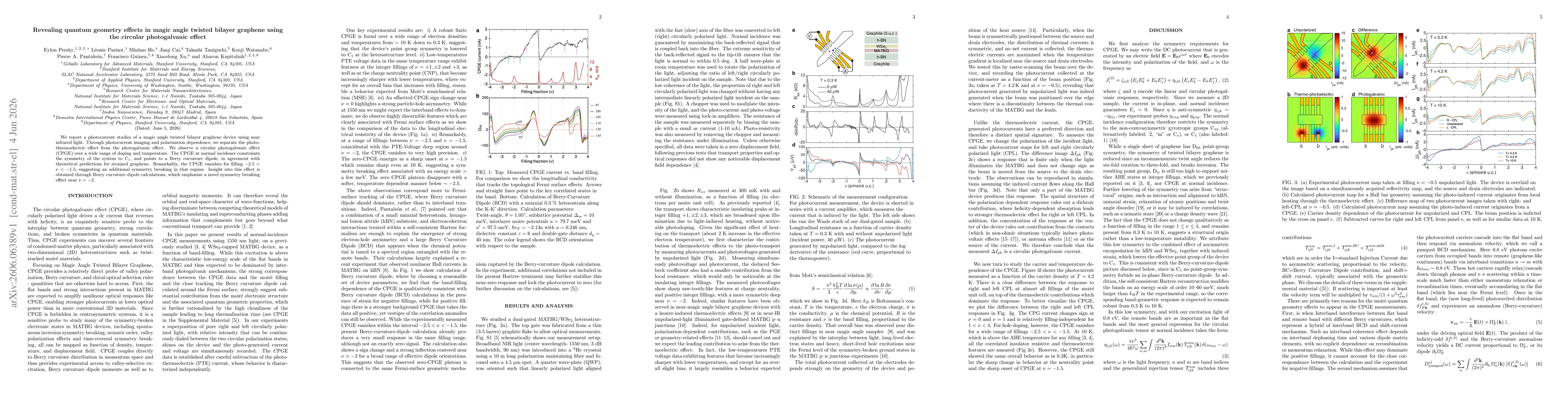 Thumbnail for Revealing quantum geometry effects in magic angle twisted bilayer graphene using the circular photogalvanic effect