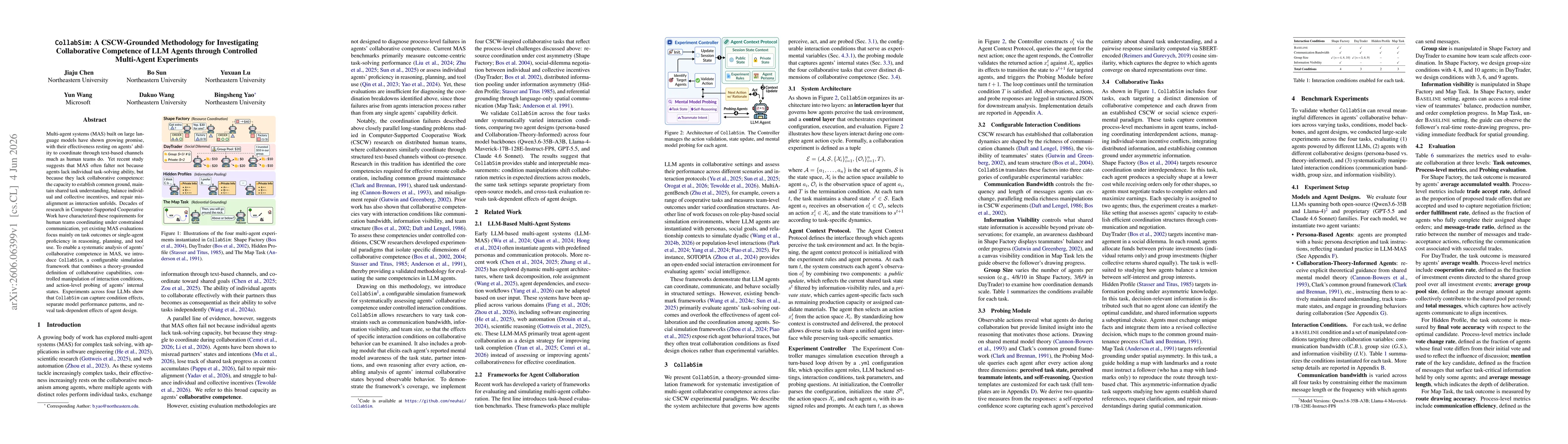 Thumbnail for CollabSim: A CSCW-Grounded Methodology for Investigating Collaborative Competence of LLM Agents through Controlled Multi-Agent Experiments