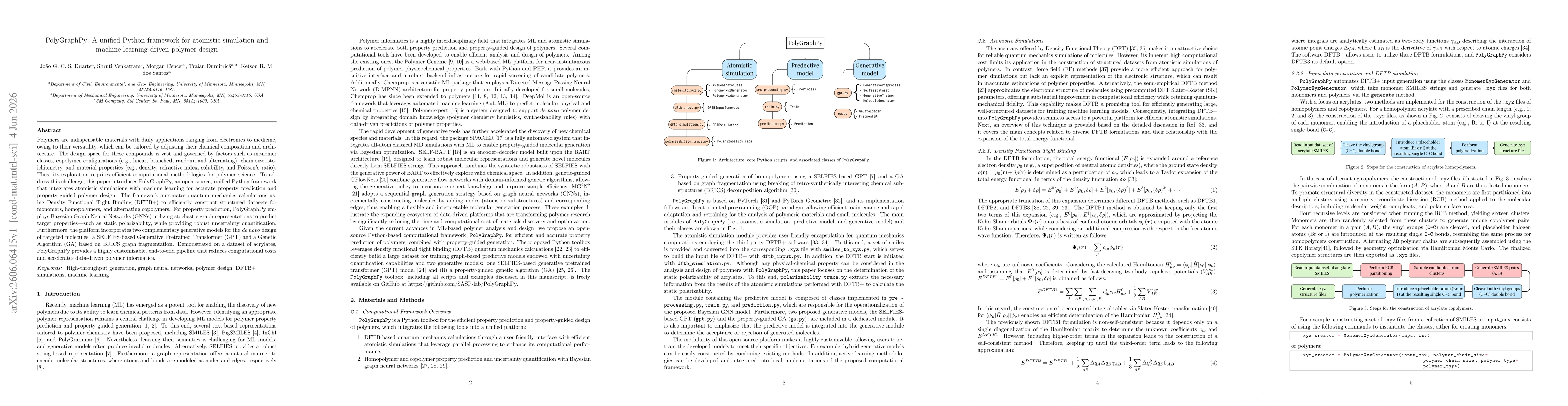 Thumbnail for PolyGraphPy: A unified Python framework for atomistic simulation and machine learning-driven polymer design