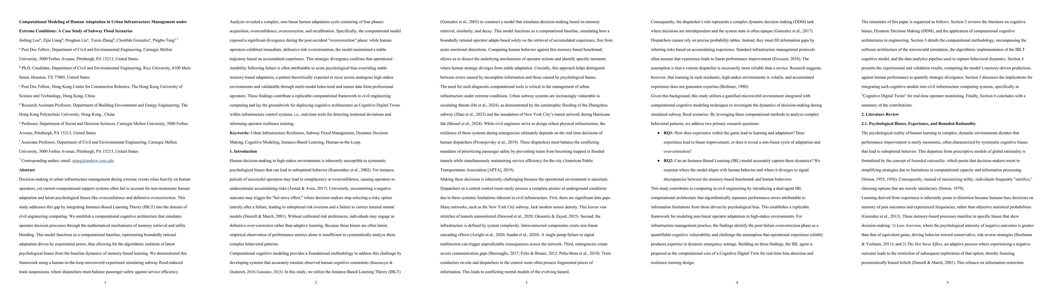 Thumbnail for Computational Modeling of Human Adaptation in Urban Infrastructure Management under Extreme Conditions: A Case Study of Subway Flood Scenarios