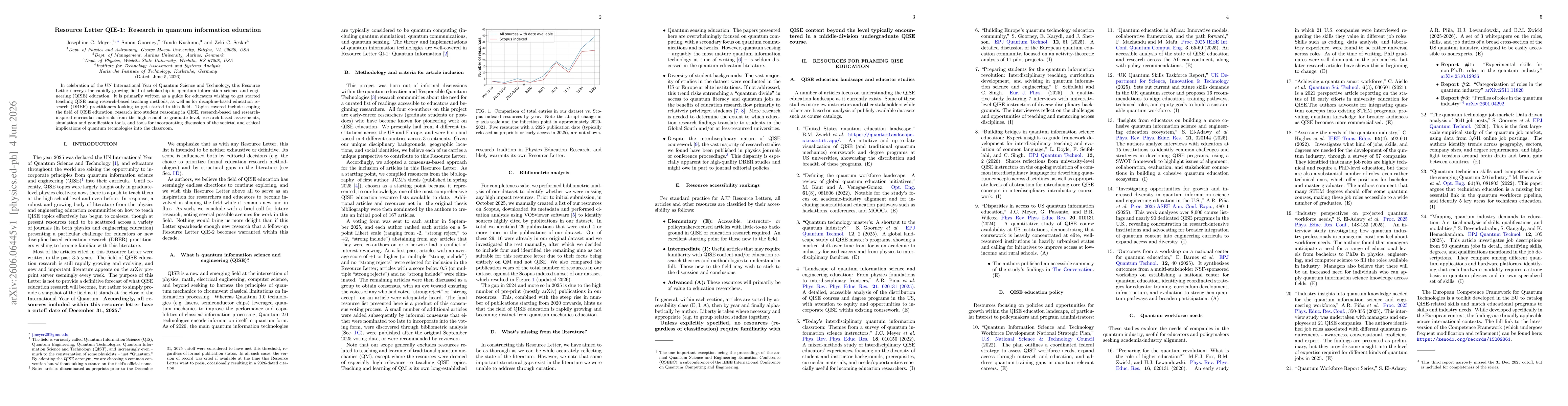 Thumbnail for Resource Letter QIE-1: Research in quantum information education
