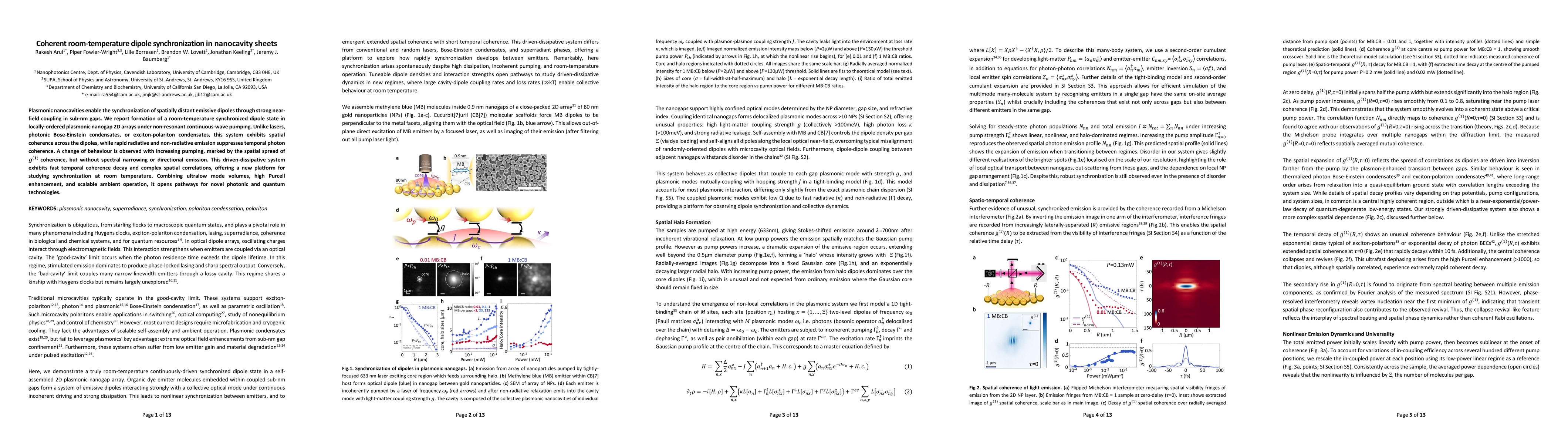 Thumbnail for Coherent room-temperature dipole synchronization in nanocavity sheets