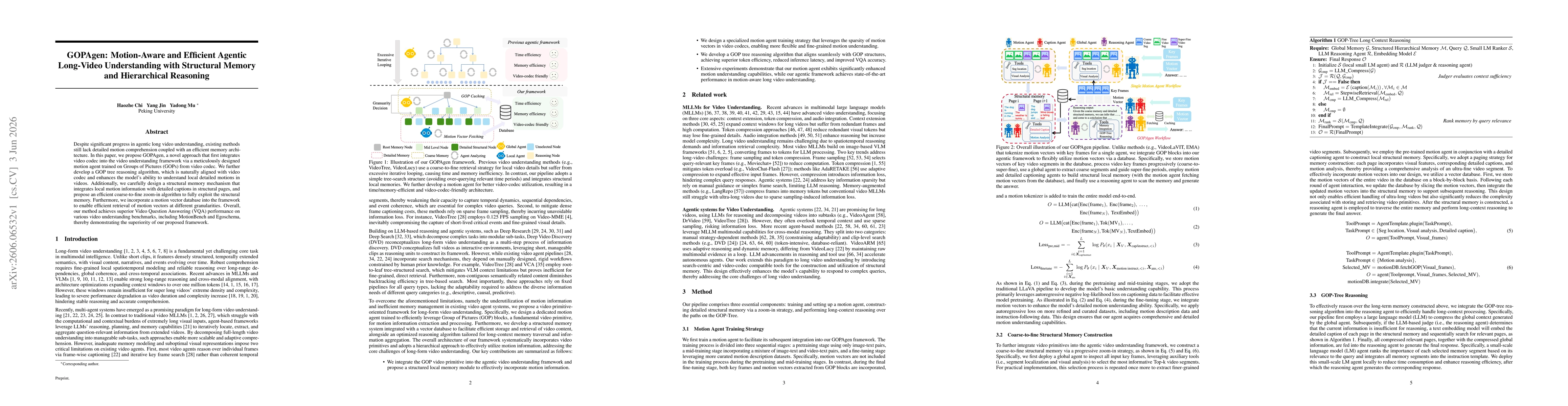 Thumbnail for GOPAgen: Motion-Aware and Efficient Agentic Long-Video Understanding with Structural Memory and Hierarchical Reasoning