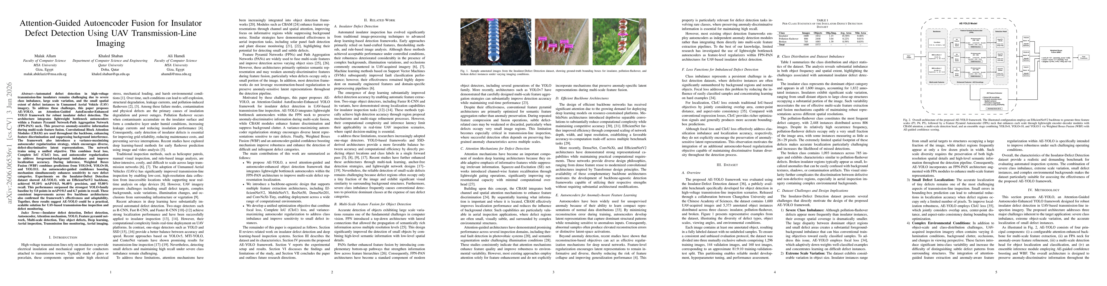 Thumbnail for Attention-Guided Autoencoder Fusion for Insulator Defect Detection Using UAV Transmission-Line Imaging