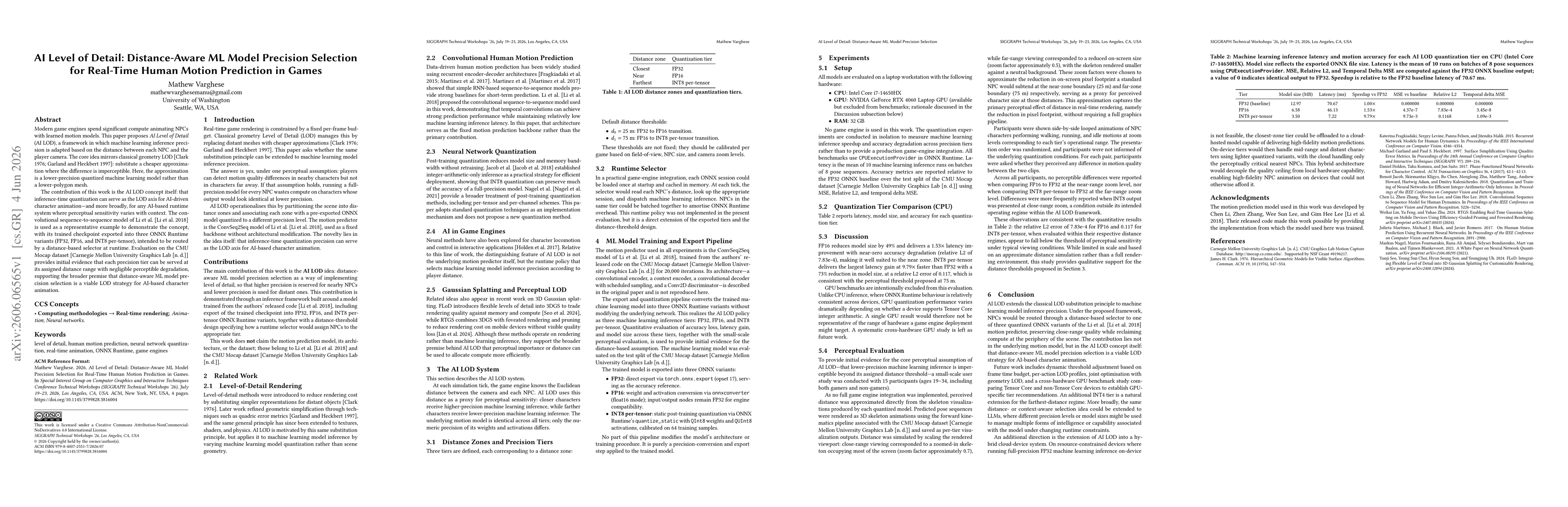 Thumbnail for AI Level of Detail: Distance-Aware ML Model Precision Selection for Real-Time Human Motion Prediction in Games