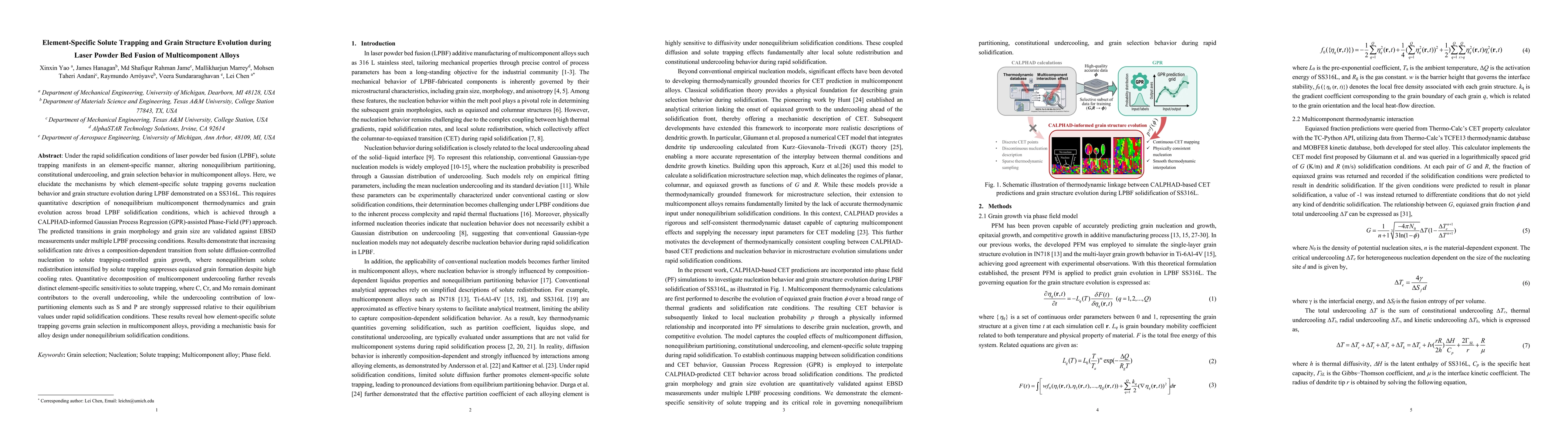 Thumbnail for Element-Specific Solute Trapping and Grain Structure Evolution during Laser Powder Bed Fusion of Multicomponent Alloys