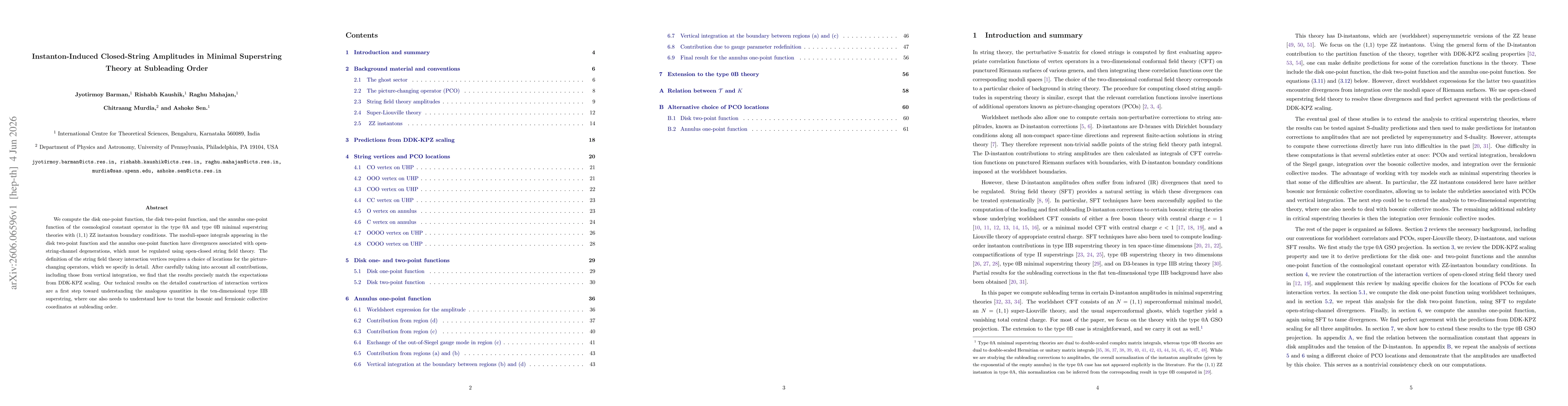 Thumbnail for Instanton-Induced Closed-String Amplitudes in Minimal Superstring Theory at Subleading Order