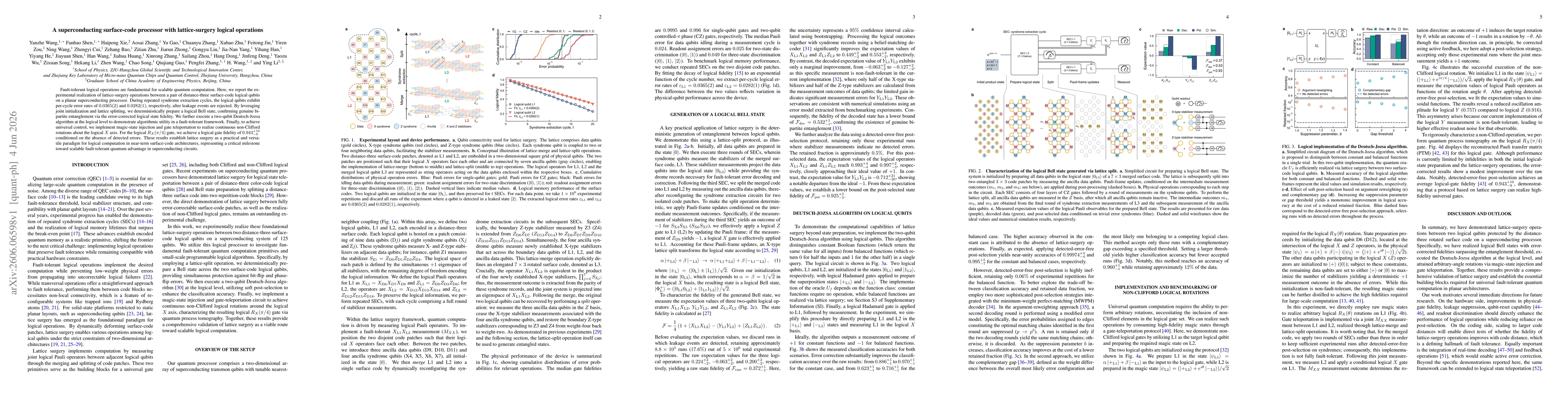 Thumbnail for A superconducting surface-code processor with lattice-surgery logical operations