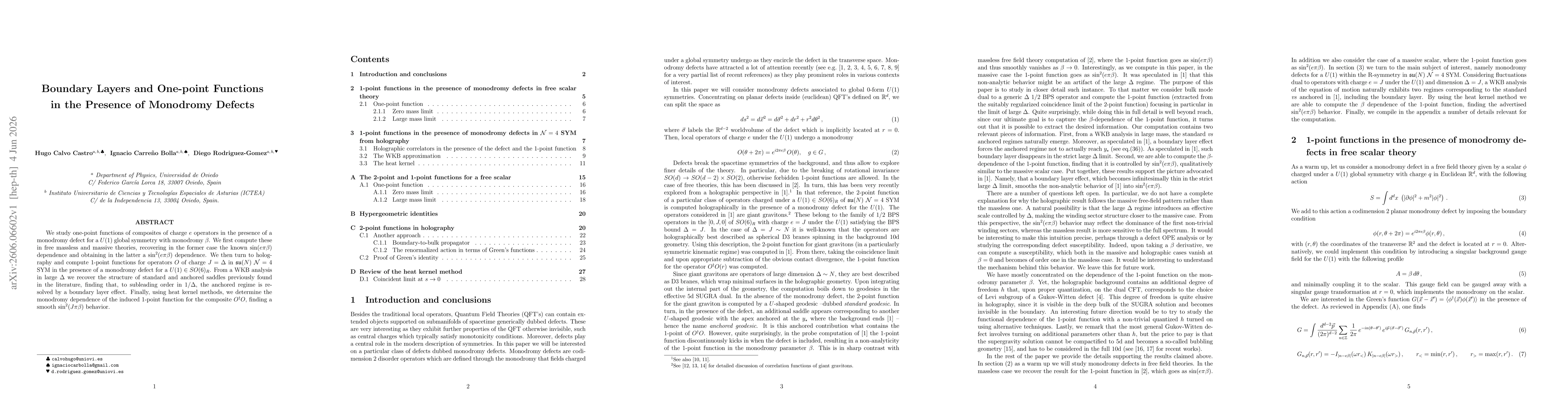 Thumbnail for Boundary Layers and One-point Functions in the Presence of Monodromy Defects