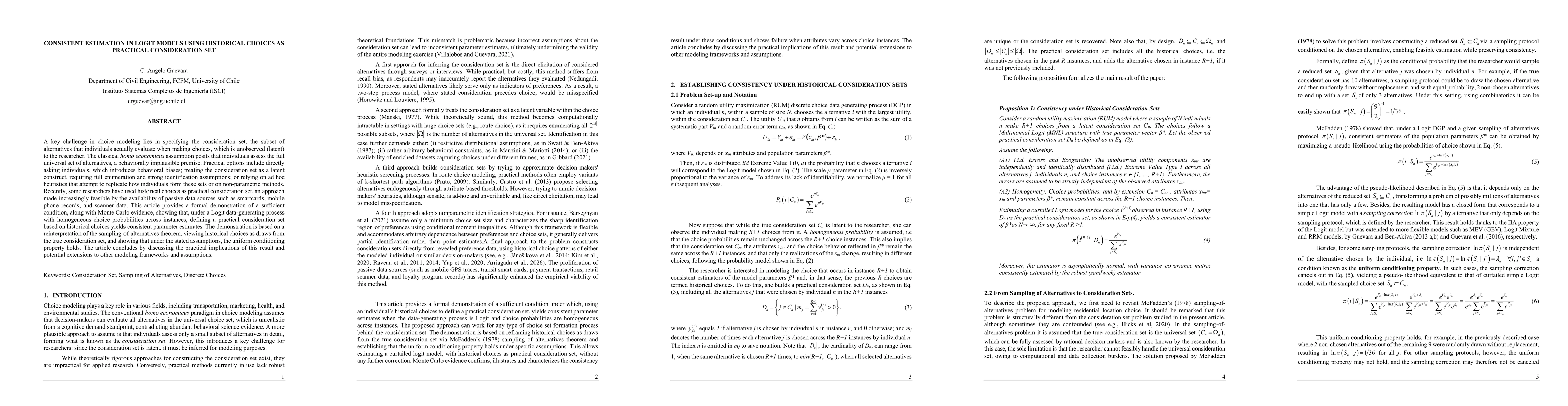 Thumbnail for Consistent estimation in logit models using historical choices as practical consideration set