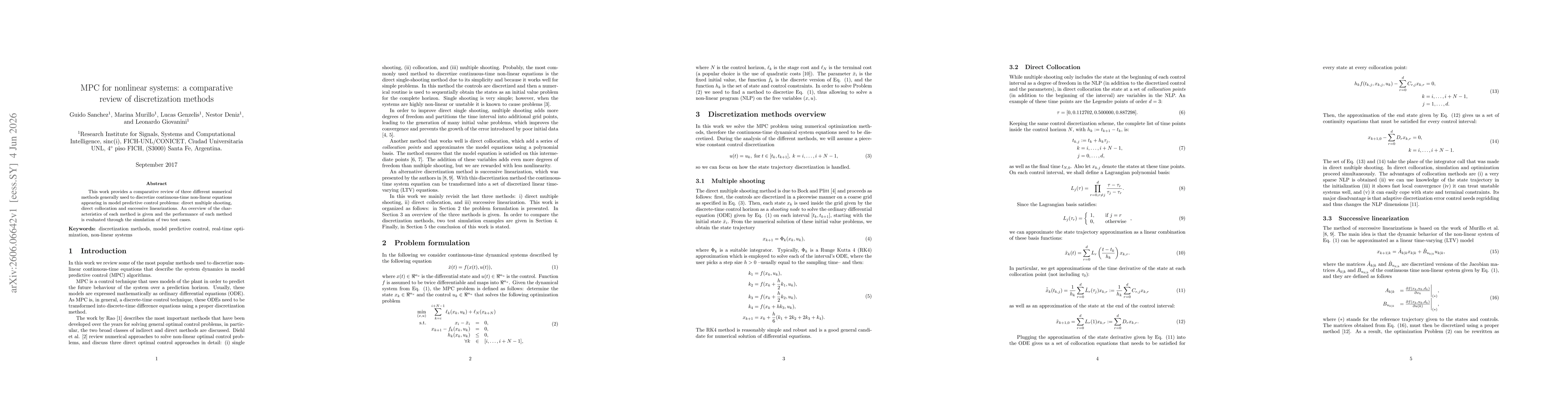 Thumbnail for MPC for nonlinear systems: a comparative review of discretization methods