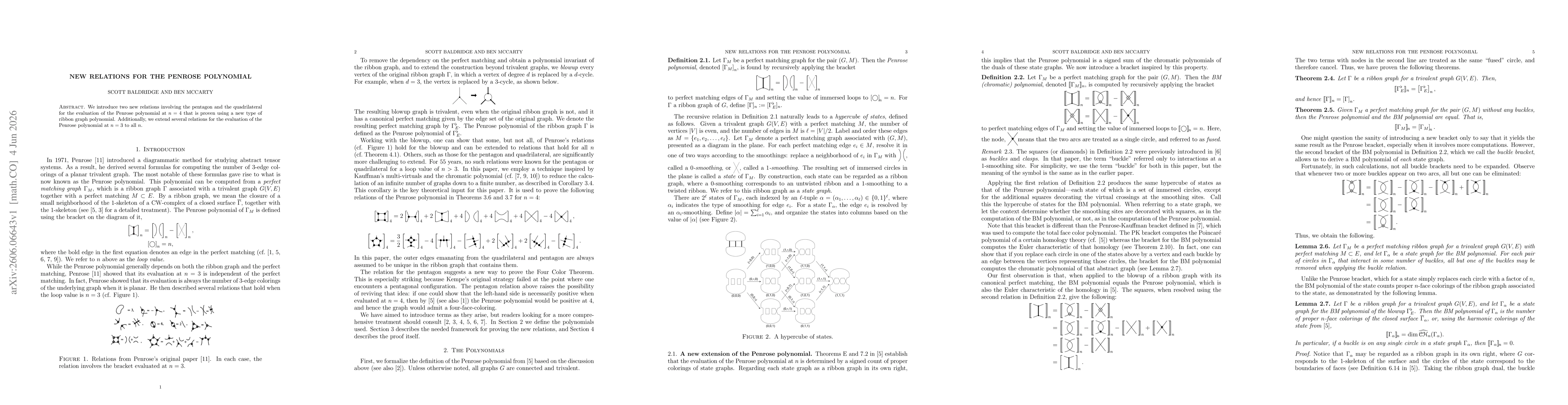 Thumbnail for New relations for the Penrose polynomial