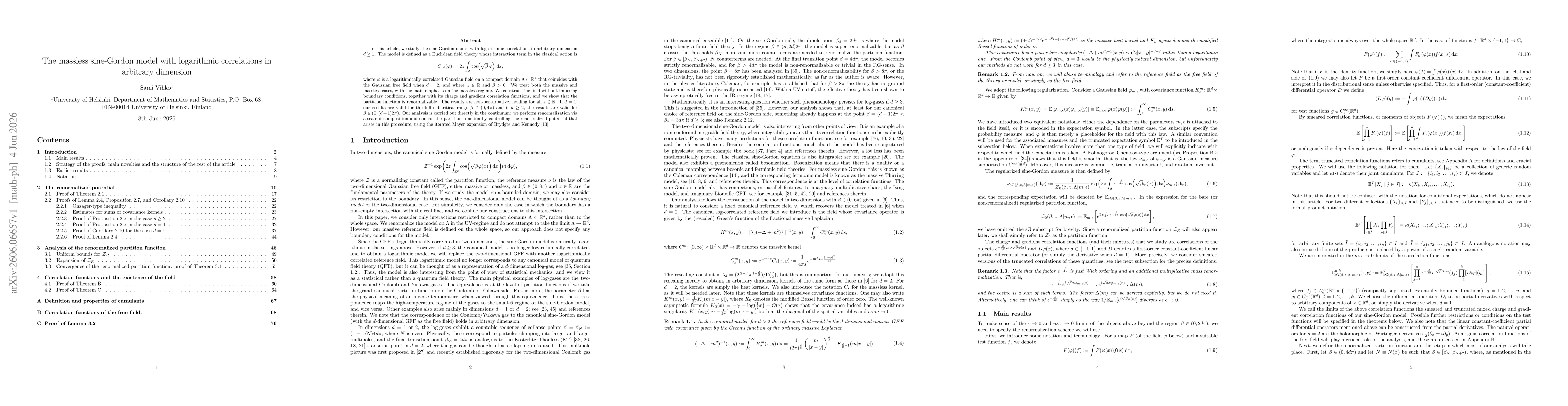 Thumbnail for The massless sine-Gordon model with logarithmic correlations in arbitrary dimension