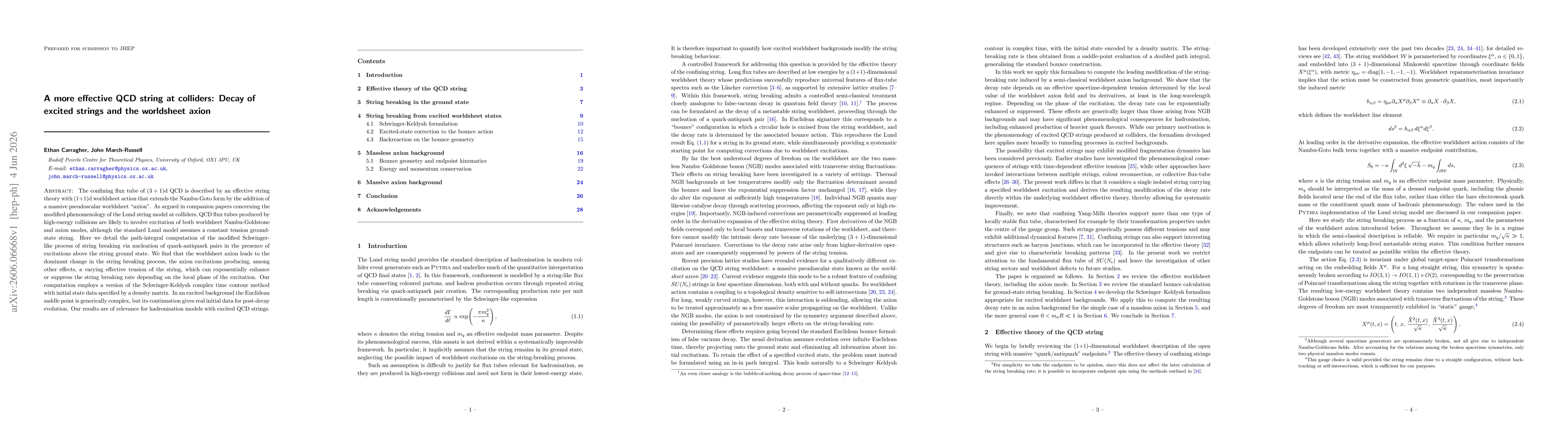 Thumbnail for A more effective QCD string at colliders: Decay of excited strings and the worldsheet axion