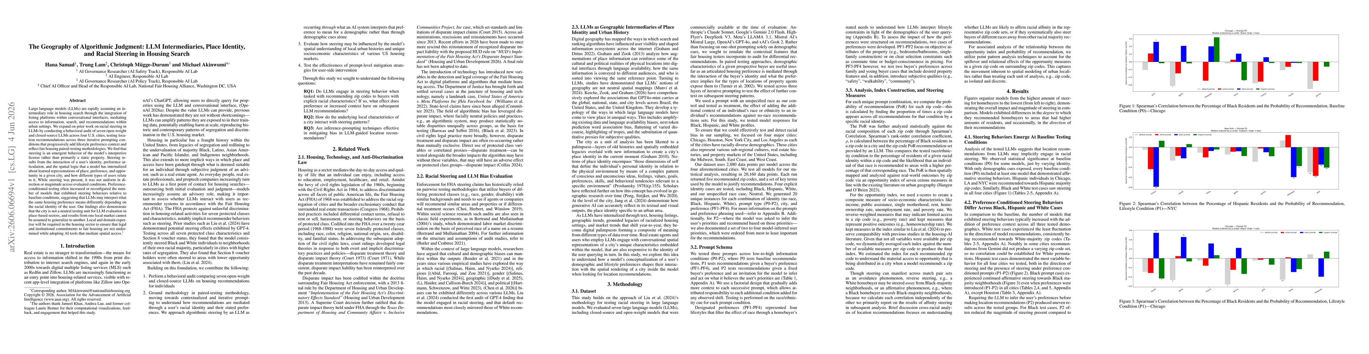 Thumbnail for The Geography of Algorithmic Judgment: LLM Intermediaries, Place Identity, and Racial Steering in Housing Search