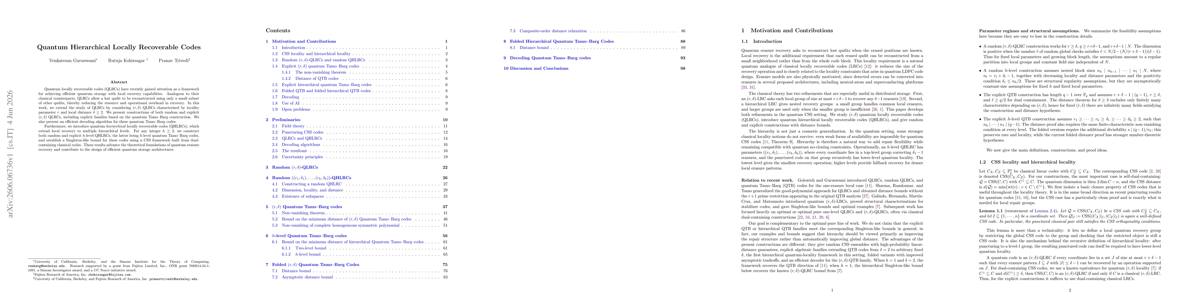 Thumbnail for Quantum Hierarchical Locally Recoverable Codes