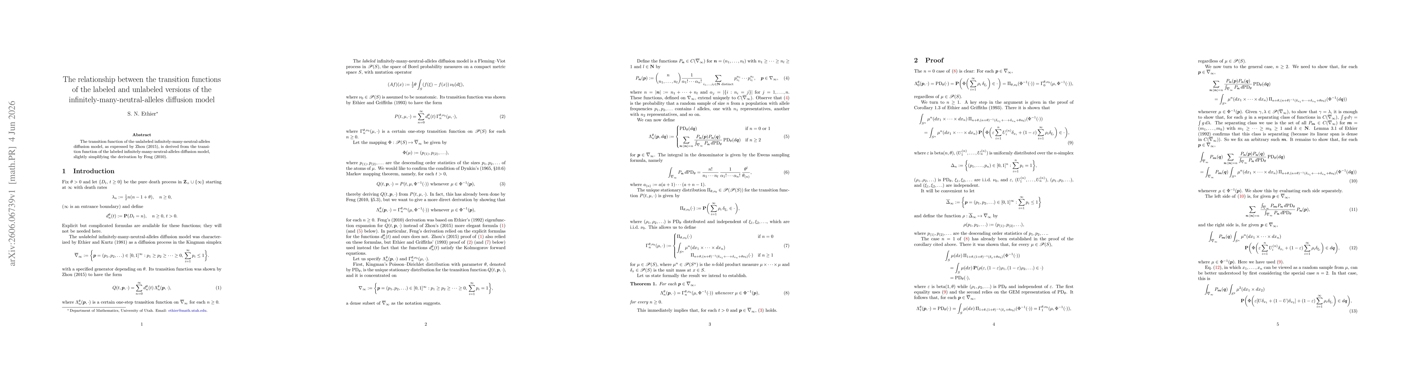 Thumbnail for The relationship between the transition functions of the labeled and unlabeled versions of the infinitely-many-neutral-alleles diffusion model