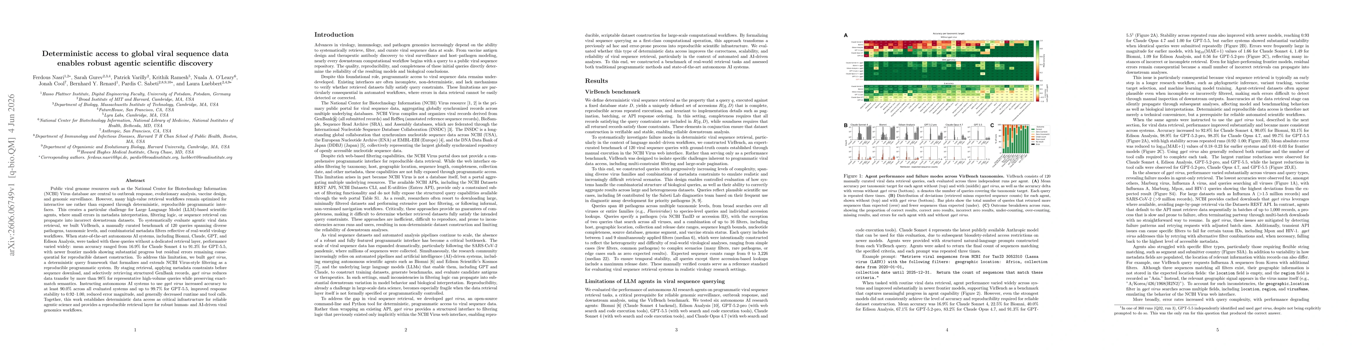 Thumbnail for Deterministic access to global viral sequence data enables robust agentic scientific discovery