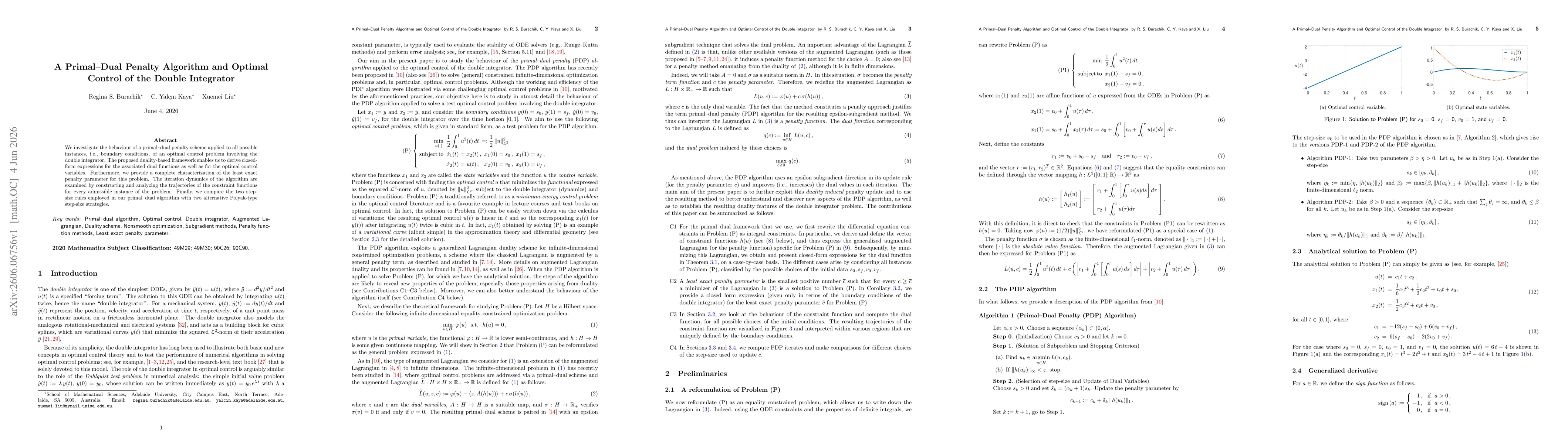 Thumbnail for A Primal--Dual Penalty Algorithm and Optimal Control of the Double Integrator