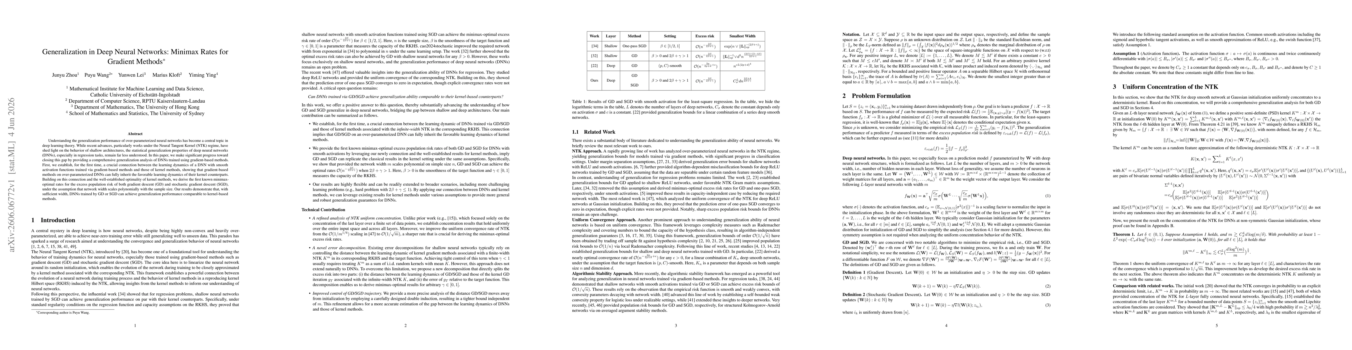 Thumbnail for Generalization in Deep Neural Networks: Minimax Rates for Gradient Methods