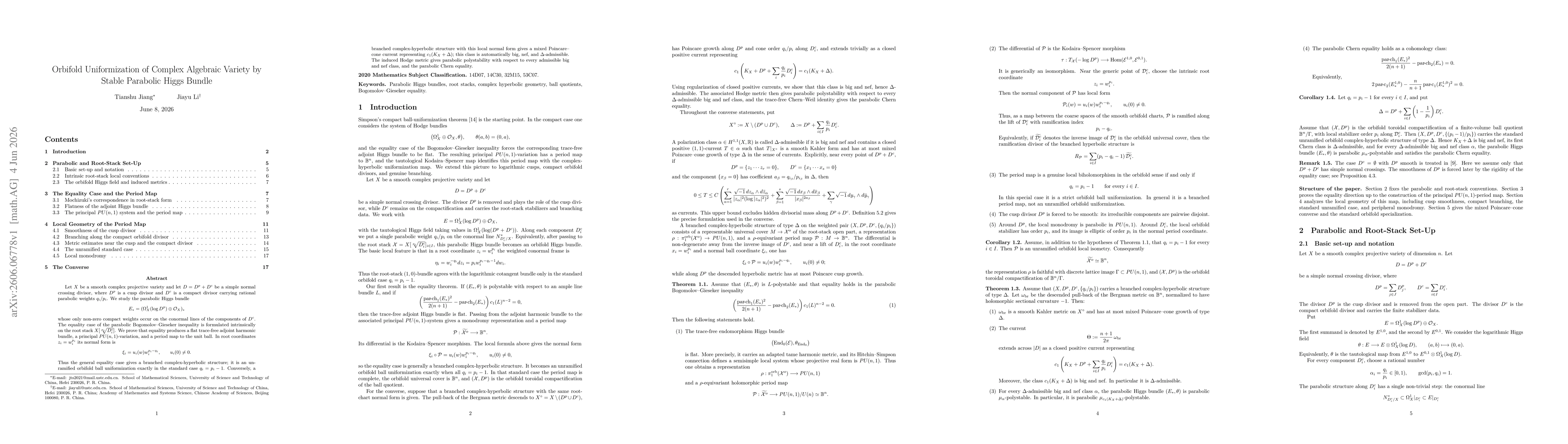 Thumbnail for Orbifold Uniformization of Complex Algebraic Variety by Stable Parabolic Higgs Bundle