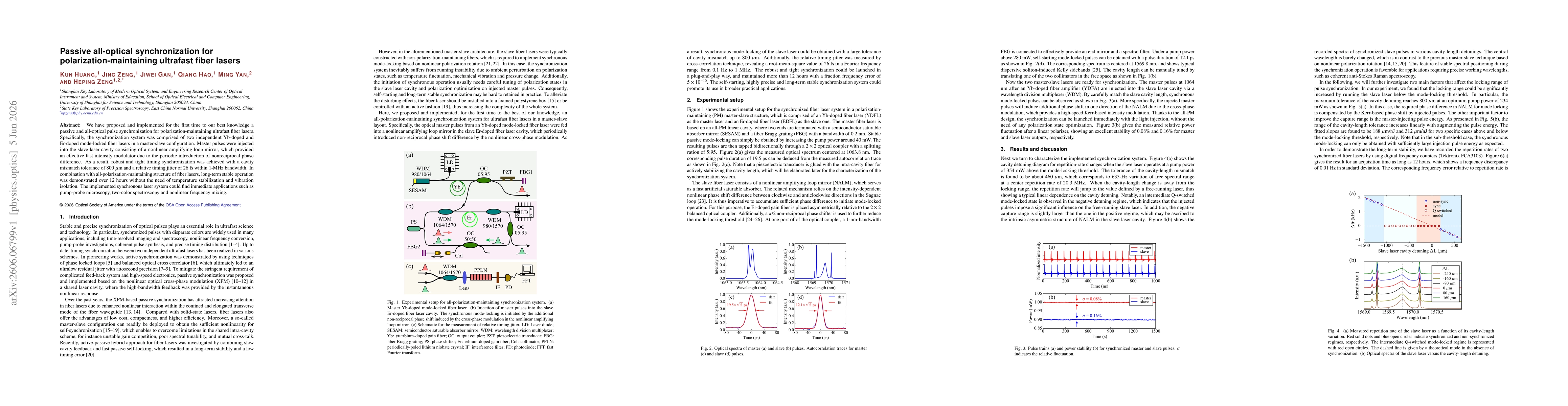 Thumbnail for Passive all-optical synchronization for polarization-maintaining ultrafast fiber lasers