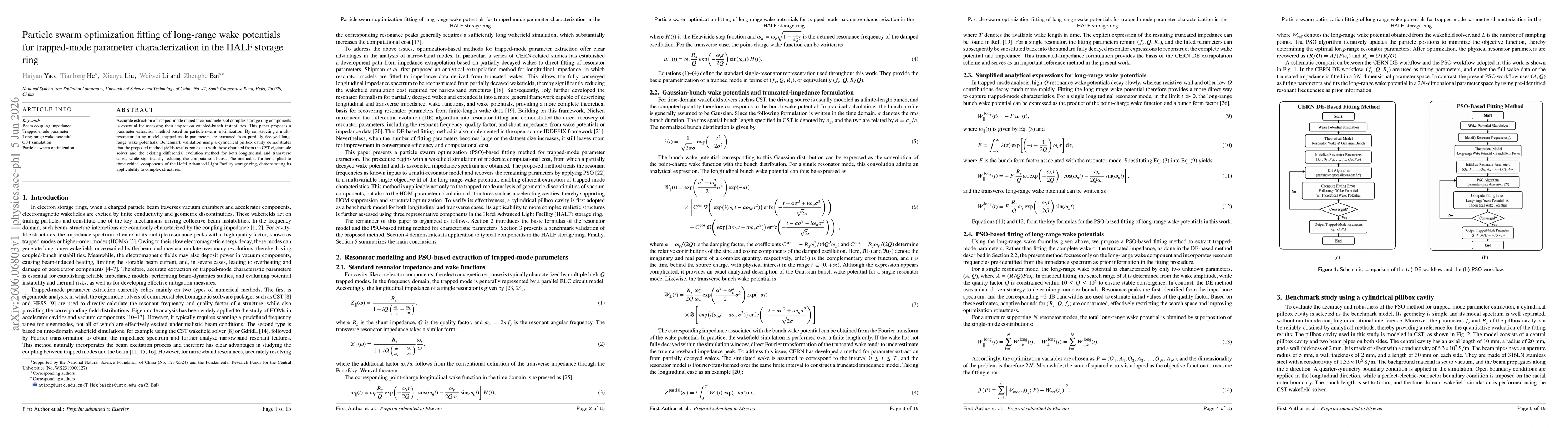 Thumbnail for Particle swarm optimization fitting of long-range wake potentials for trapped-mode parameter characterization in the HALF storage ring