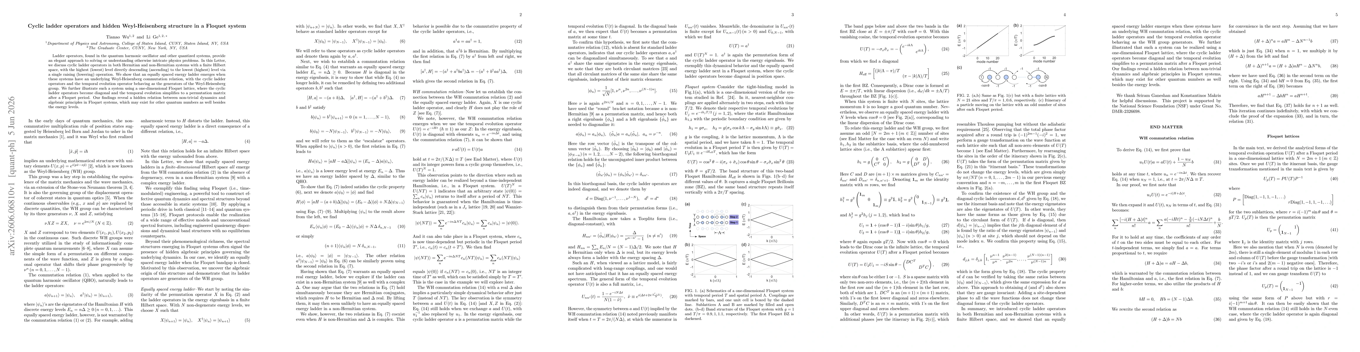 Thumbnail for Cyclic ladder operators and hidden Weyl-Heisenberg structure in a Floquet system