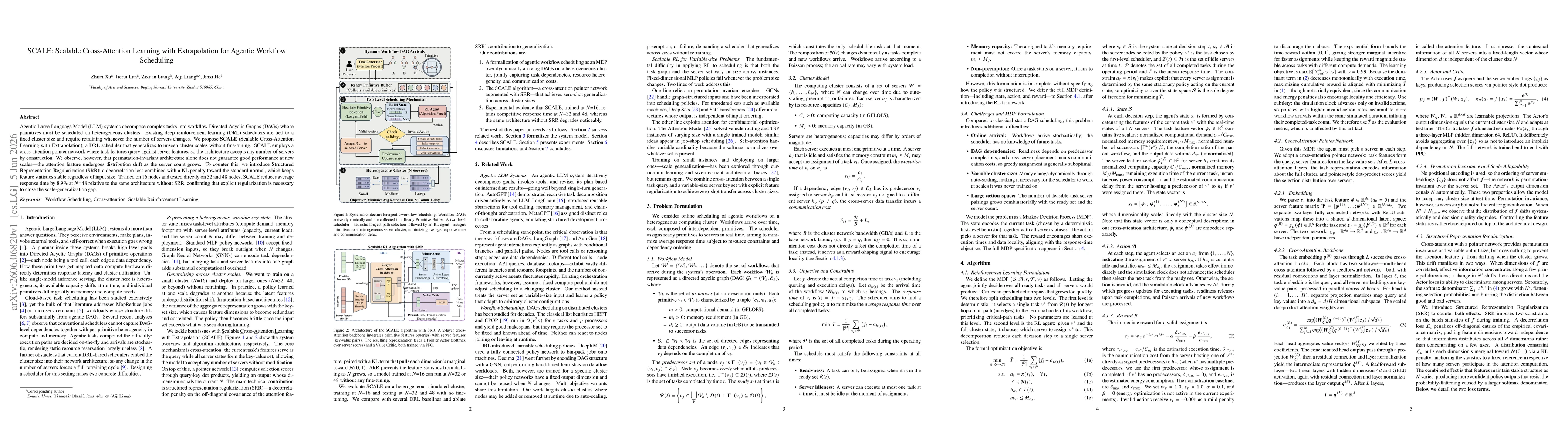 Thumbnail for SCALE: Scalable Cross-Attention Learning with Extrapolation for Agentic Workflow Scheduling