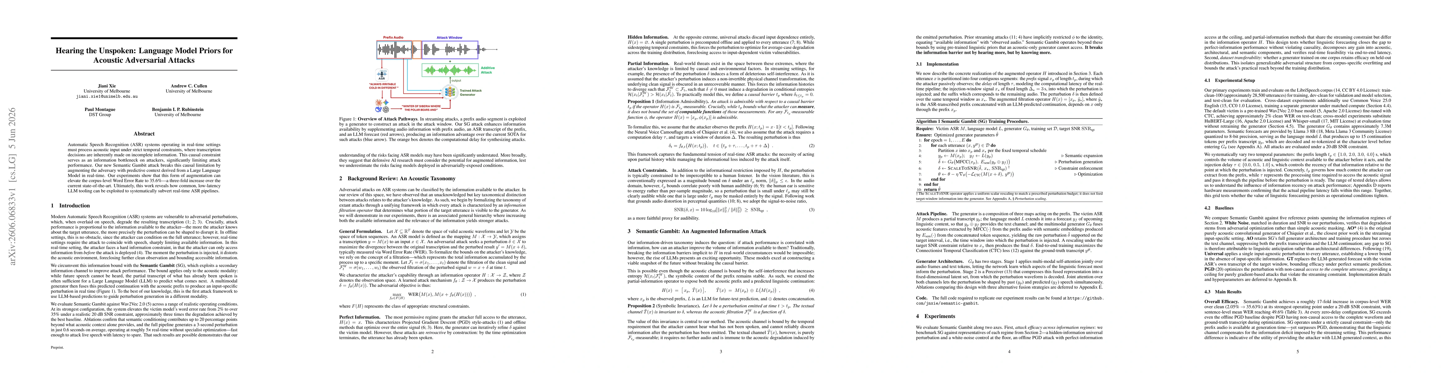 Thumbnail for Hearing the Unspoken: Language Model Priors for Acoustic Adversarial Attacks