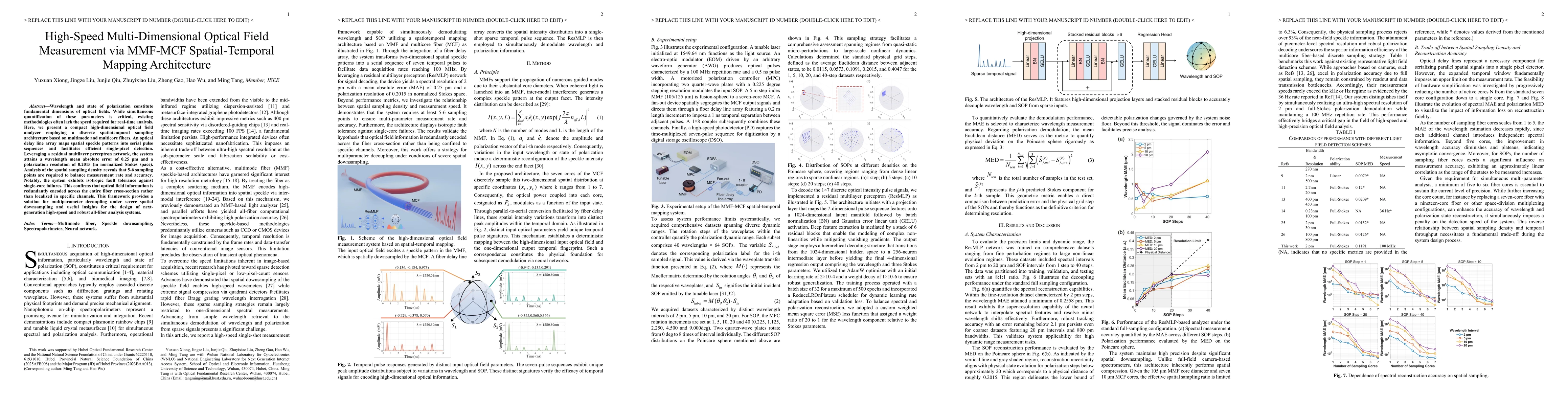 Thumbnail for High-Speed Multi-Dimensional Optical Field Measurement via MMF-MCF Spatial-Temporal Mapping Architecture