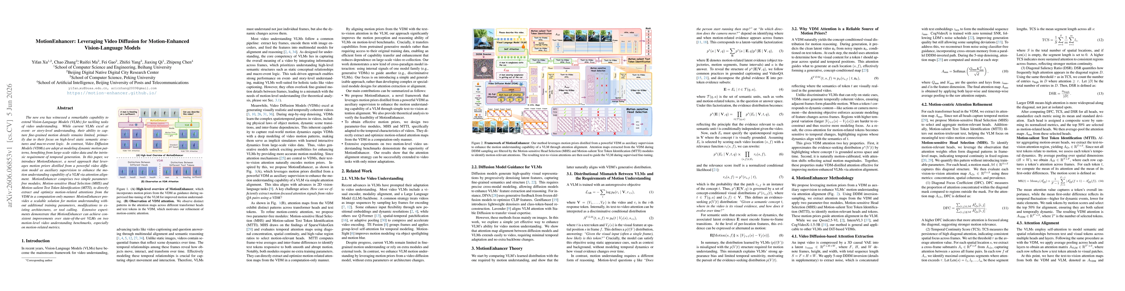Thumbnail for MotionEnhancer: Leveraging Video Diffusion for Motion-Enhanced Vision-Language Models