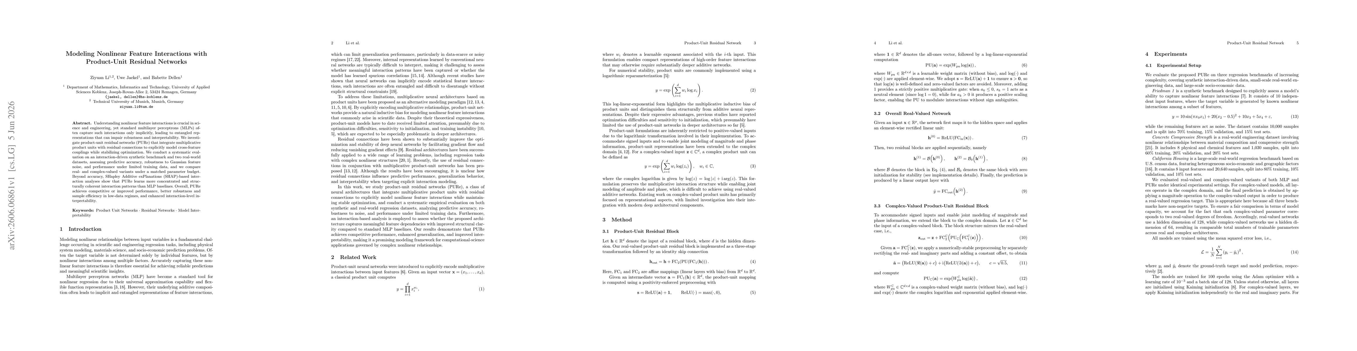 Thumbnail for Modeling Nonlinear Feature Interactions with Product-Unit Residual Networks