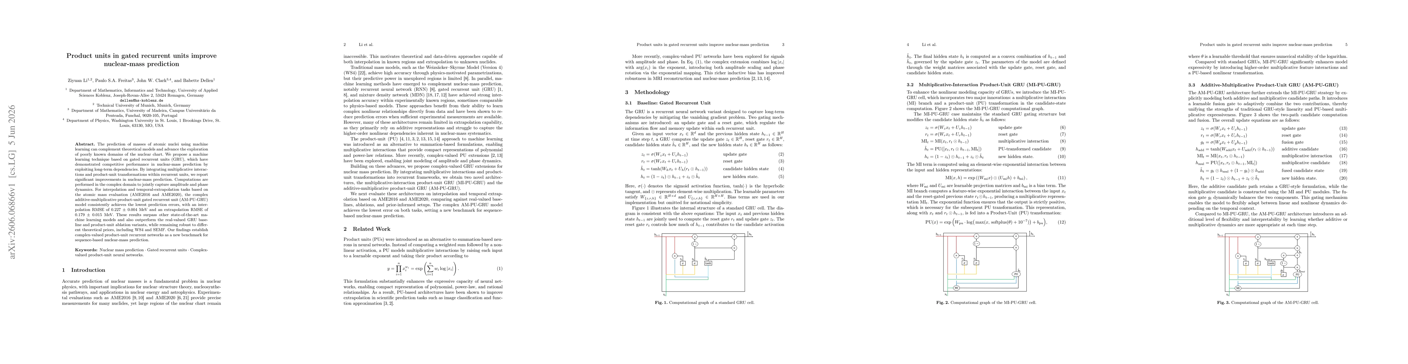 Thumbnail for Product units in gated recurrent units improve nuclear-mass prediction