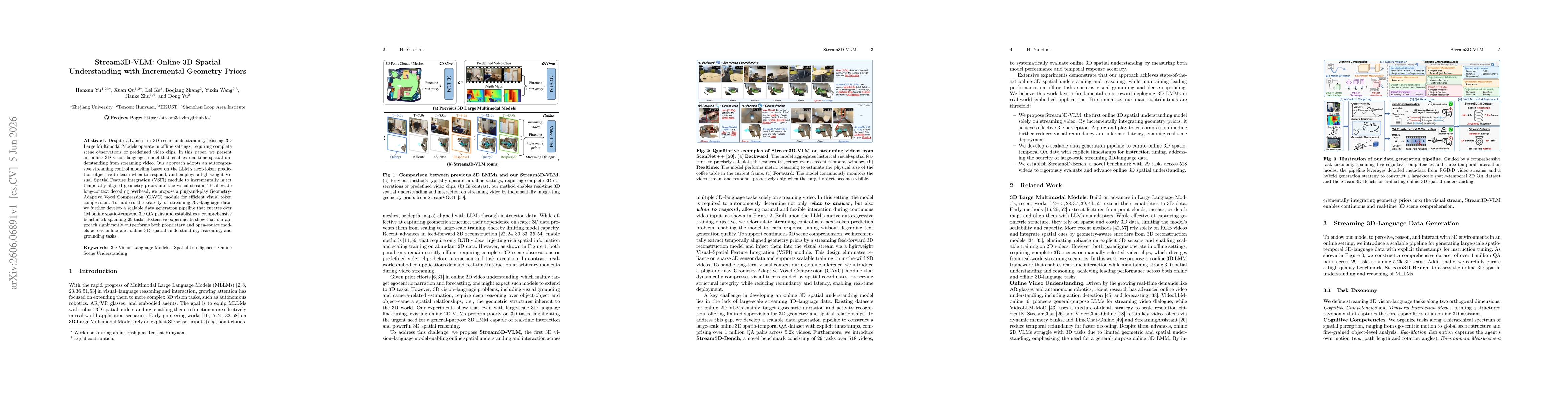 Thumbnail for Stream3D-VLM: Online 3D Spatial Understanding with Incremental Geometry Priors
