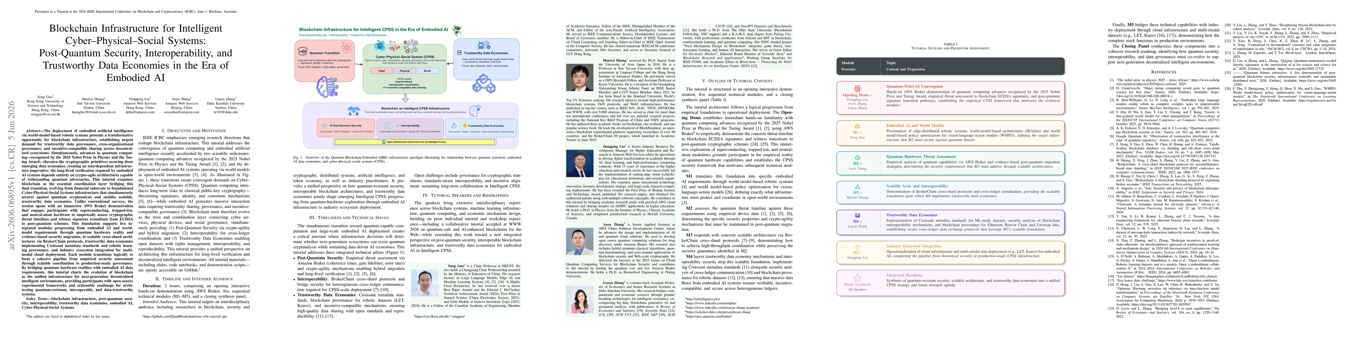 Thumbnail for Blockchain Infrastructure for Intelligent Cyber--Physical--Social Systems:Post-Quantum Security, Interoperability, and Trustworthy Data Economies in the Era of Embodied AI