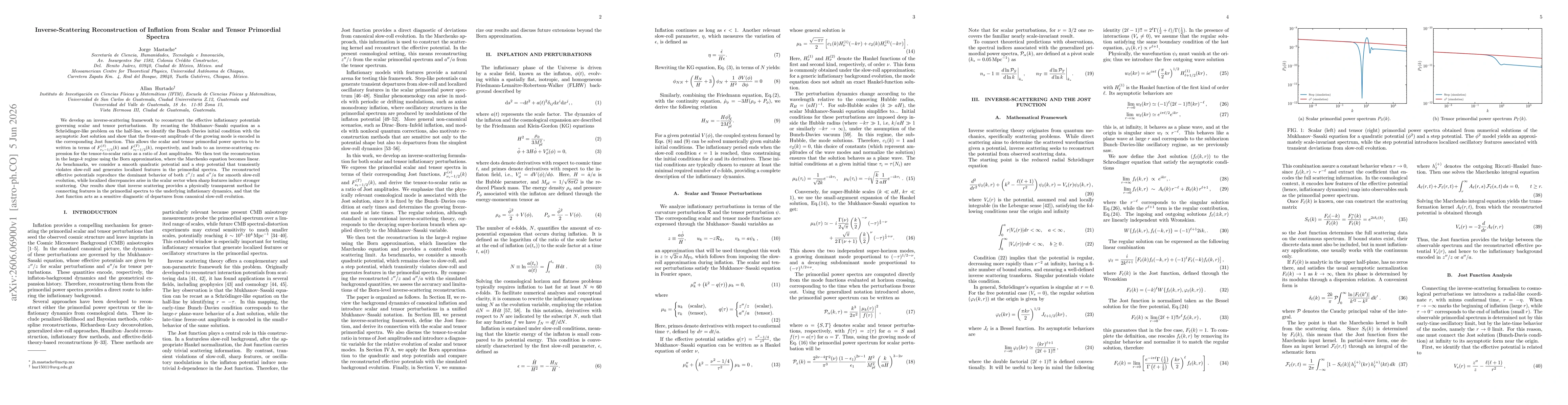 Thumbnail for Inverse-Scattering Reconstruction of Inflation from Scalar and Tensor Primordial Spectra