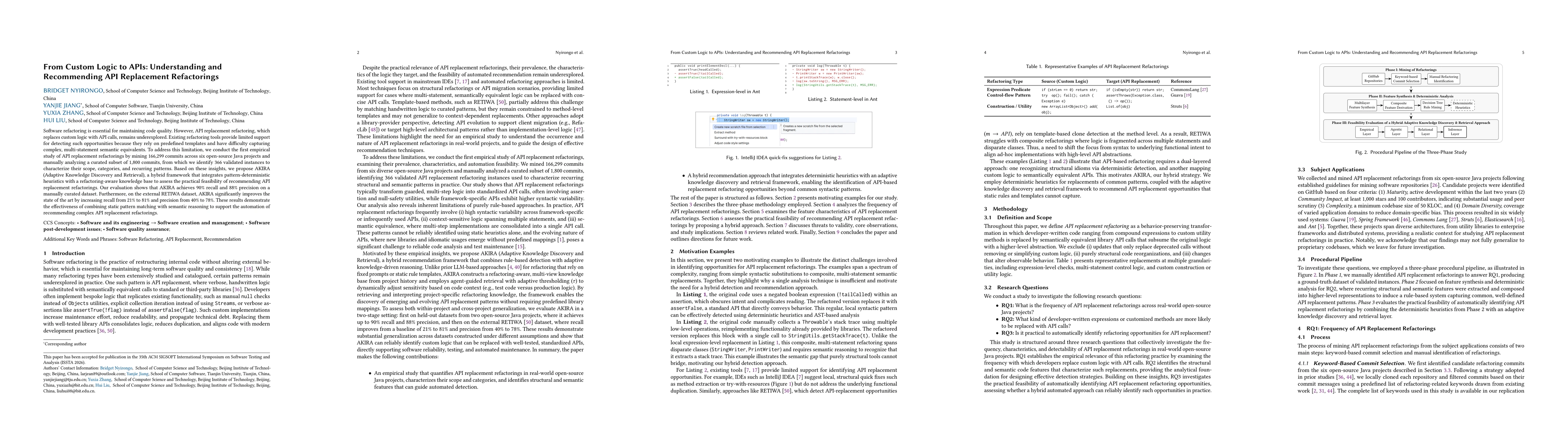 Thumbnail for From Custom Logic to APIs: Understanding and Recommending API Replacement Refactorings